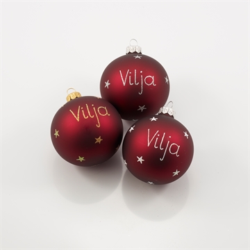 Julekugle Med Navn, evt. Valgfri Tekst & Stjerner